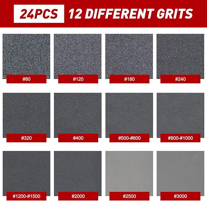 24 Pcs Sanding Sponge 180 Grit, Washable & Reusable Sanding Blocks for Wood, Metal, Drywall, Glazing, Wet Dry Sandpaper for Smooth Finishing