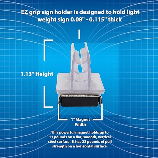 Master Magnetics Magnetic Sign Holder Pack - Magnetic Sign Holders for Door Frames, Metal Shelves, Whiteboards - Powerful Magnet - Retail EZ Grip Holder - 3" L x 1" W x 1.13" H - 5-Pack