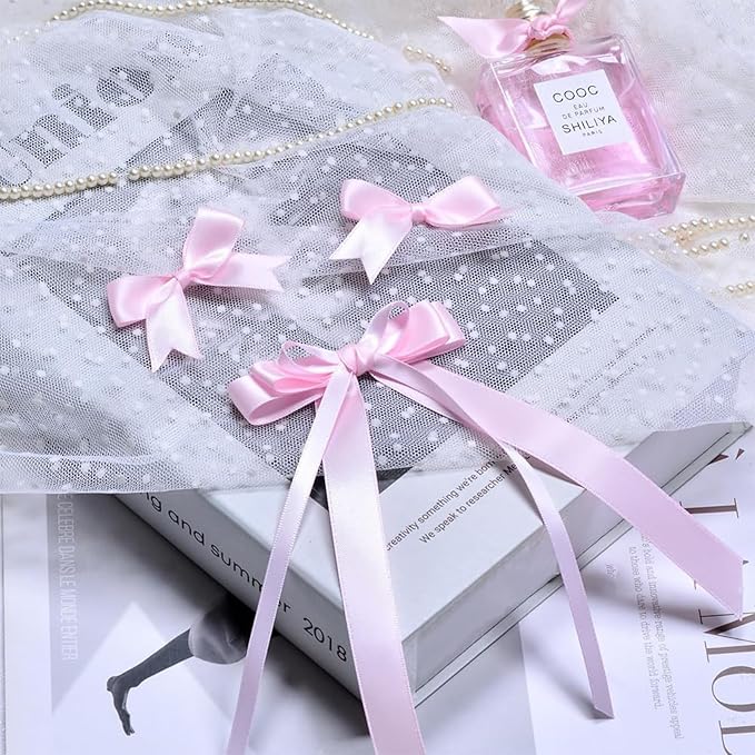 3/8" x 100 Yards Light Pink Polyester Satin Ribbon Single Faced Bulk Fabric Ribbons for Gift Wrapping, Crafting and DIY Projects, Scrapbooking, Bows and Card Making