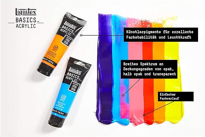 Liquitex BASICS Acrylic Paint, 118ml (4-oz) Tube, Vivid Red Orange