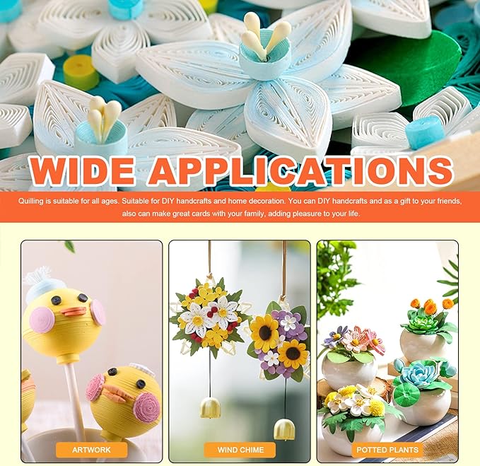 Tanstic 64Pcs Paper Quilling Kits, 45 Colors 900 Strips Paper Quilling Tools and Supplies for Beginners Perfect DIY Handcraft Quilling Set