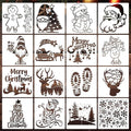 Christmas Stencils for Crafts Reusable 8” Large Christmas Stencil Santa Snowman Gnome Holiday Drawing Templates for Painting on Wood Doormat Fabrics Window Decor