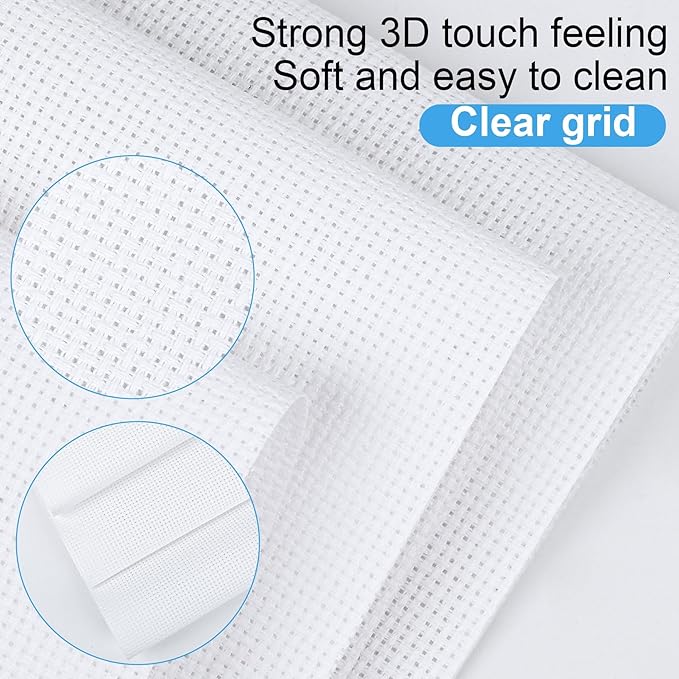 Cross Stitch Fabric 14 Count Aida Cloth 28 x 19 Inch Large Size Classic Reserve Cross Stitch Supplies Embroidery Fabric for Home DIY Craft Decoration Handmade, White