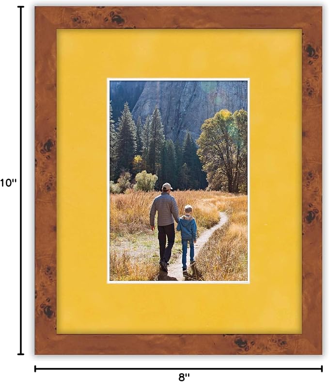 8x10 Mat Bevel Cut for 5.5x8.5 Photos - Acid Free Sunrise Yellow Suede Precut Matboard With Backing Board and Crystal Clear, Self Seal Photo Mat Bag - For Pictures, Photos, Framing - 4-ply Thickness
