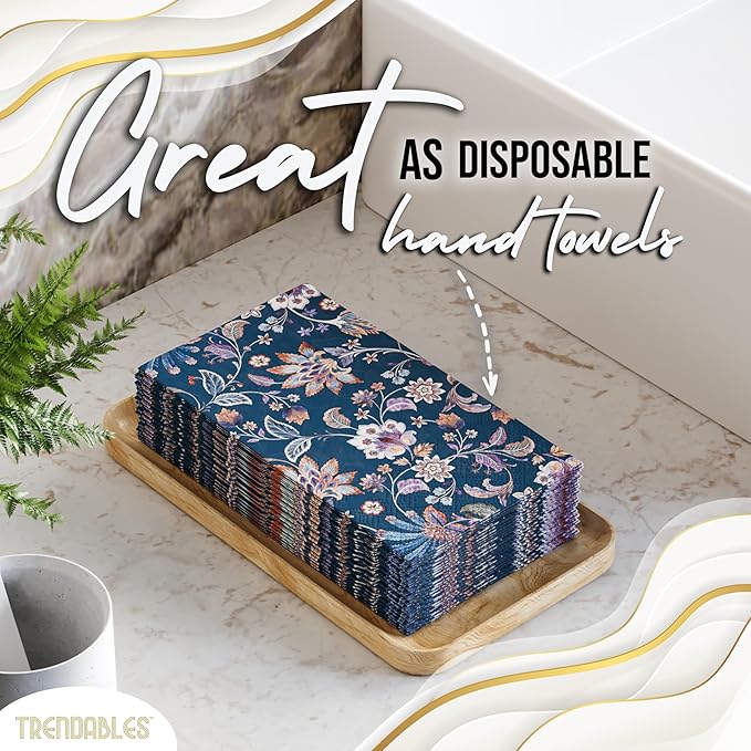 Trendables Floral Napkins for decoupage 100 Pcs 3 Ply floral paper napkins decorative Guest Towels Disposable Bathroom, Flower Design For Tea Party Decorations, Dinners & Weddings