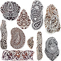 Royal Kraft Wooden Stamps for Block Printing on Saree Border, Textile, Clay, Pottery, Tattoo (Set of 10) MXtag0004