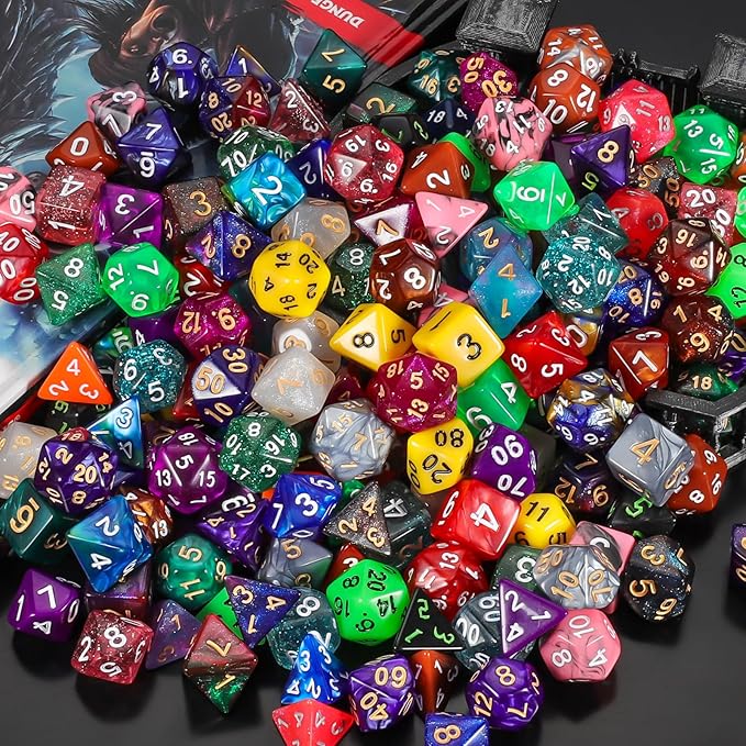 QMay 30 Sets Polyhedral Dice - 30 X 7 (210 Pieces) DND Dice with a D&D Dice Large Drawstring Bag, 30 Colors D4 D6 D8 D10 D% D12 D20, Great for Dungeons and Dragons, RPG, MTG,Role Playing Table Games