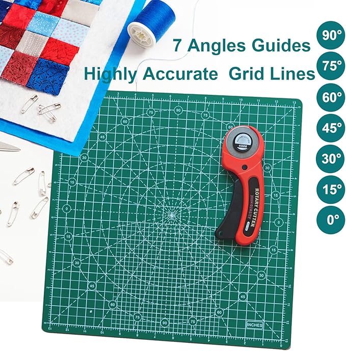 Rotating Cutting Mat 13"x13" Grid, Self Healing Cutting Mat for Quilting,Sewing,Fabric,Sewing Supplies Mat with 360 Degree Rotating Anti-slip Base