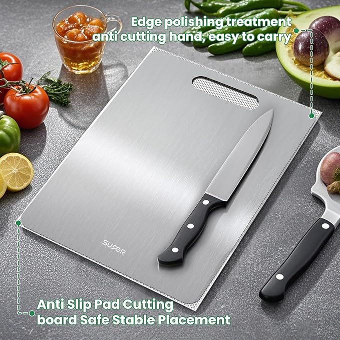 New Titanium Cutting Board - 100% Pure Titanium Cutting Boards For Kitche,Easy to clean,Cutting Board For Cutting Meats, Fruits And Vegetables,13 * 9