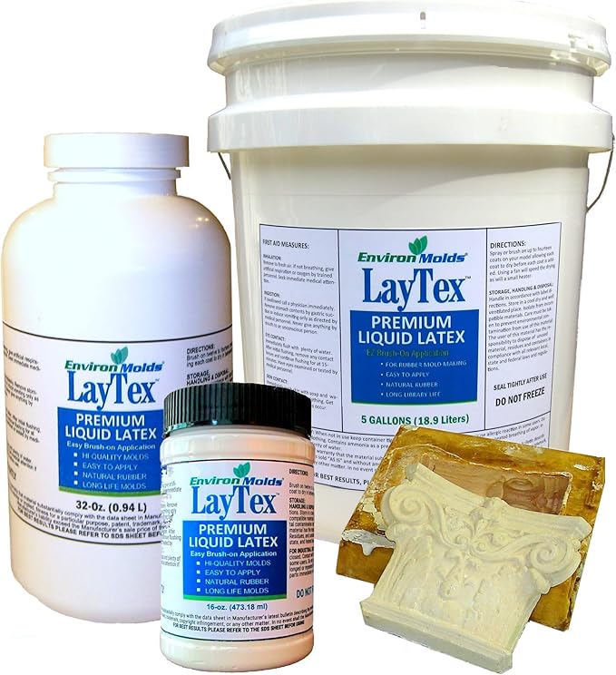 EnvironMolds Liquid Latex Mold Making Rubber, 16 oz. - Quality, Flexible, Detailed Reproductions - Easy Brush or Spray Application
