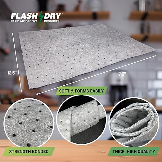 FlashDry - Universal Spill Absorbent Roll | 15” in x 144' ft Oil and All Purpose Premium Liquid Pads