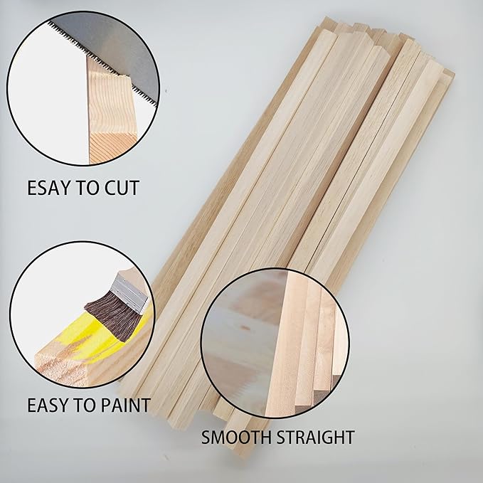 Balsa Wood Sticks, Square Wooden Dowels, Unfinished Hardwood Sticks for Crafts DIY Projects Models Making Supplies (12' X 1/2' X 1/2' 30Pcs)
