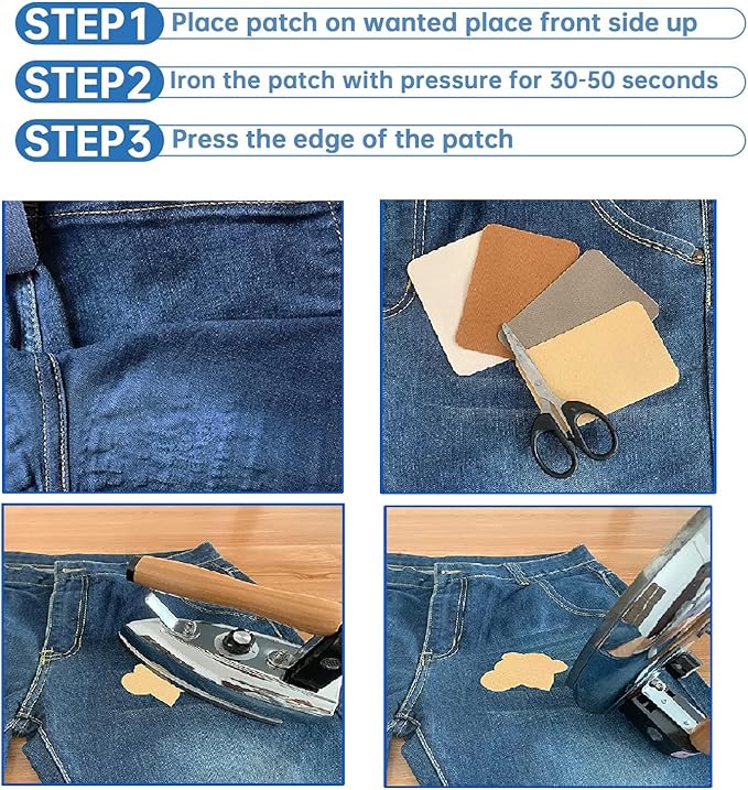 12PCS Fabric Iron on Patches Inside & Outside Strong Glue 100% Cotton Repair Patch for Clothes Pants Mending and Decorating, Army Green