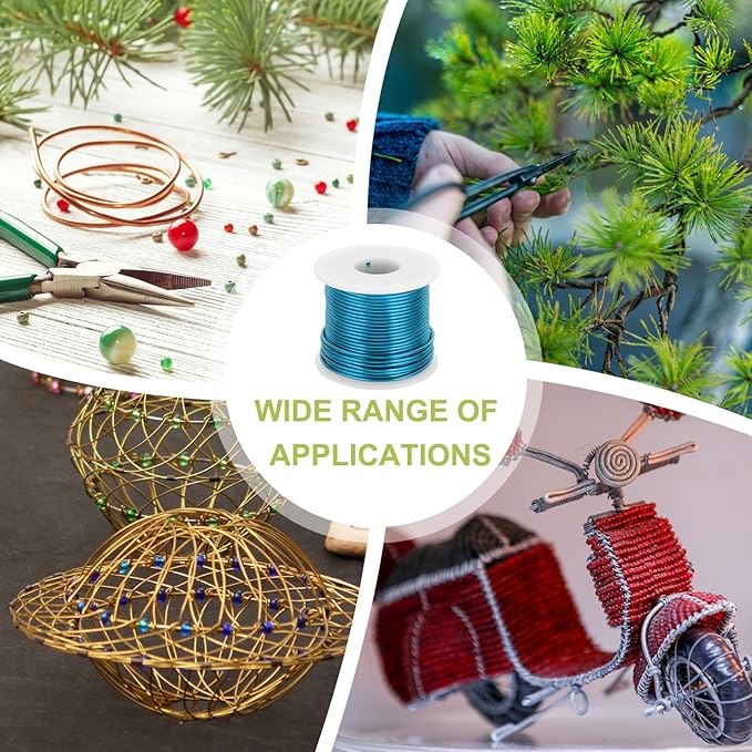 MECCANIXITY 12 Gauge Anodized Aluminum Craft Wire Bendable Bonsai Training Wire 98 Feet 2mm for Sculpting Crafts Wreath Floral Beading Jewelry Making, Blue