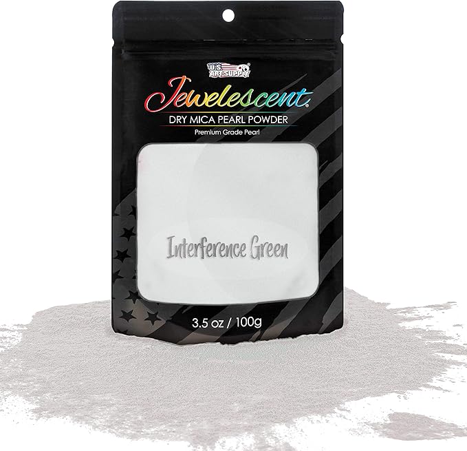U.S. Art Supply Jewelescent Mica Pearl Pigment Powder, Interference Green 3.5 oz (100g) Pouch - Cosmetic Grade, Epoxy Resin Color Pigment, Mica Powder for Resin, Soap, Slime, Candle Dye, Art, Crafts