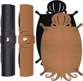 SIQUK 2 Pieces Octopus Dice Rolling Tray PU Leather Dice Mat Folding Scroll Dices Holder Trays for D&D RPG Games (Camel, Black)