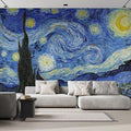 wall26 Wall Sticker/Wall Mural Starry Night by Vincent Van Gogh Dutch Impressionism, Not Peel and Stick, Non-Woven Wallpaper Decorative for Bedroom, Living Room,Office - 132x144 inches