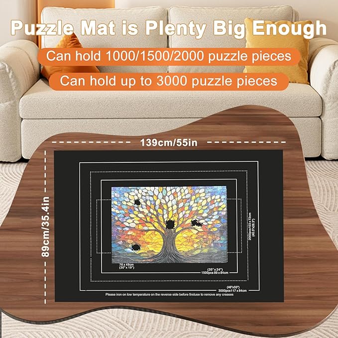 Napzy Puzzle Mat-Jigsaw Puzzles Matt Roll Up to 3000pcs Roll-up Puzzled Board Puzzling Organizers and Storage with 8PCS Jigsaws Sorting Trays, Drawstring Storages Bag Jigsawn Keeper Saver