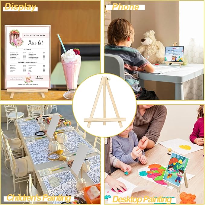 Mini Easels 6 Pack, Small Easels for Painting 24cm/9 Inch, Folding Design, Small Easel with 6 Palettes and 30 Brushes, Suitable for Outdoor Painting Party