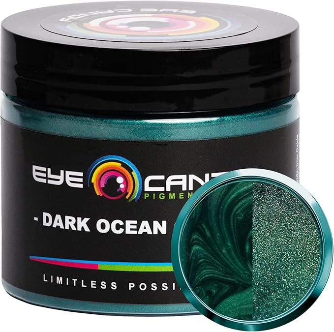 Eye Candy Pigments Premium Green Mica Powder - Dark Ocean Green (50gr) - for Epoxy, Resin, Soap, Paint, Woodworking, Acrylic Pouring, Bath Bombs, Fishing Lures - DIY Arts and Crafts Additive