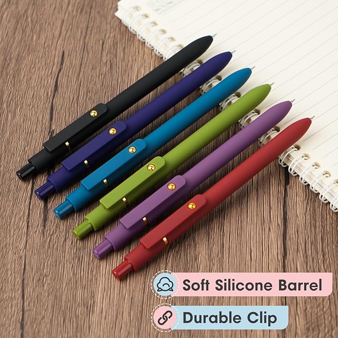 Ddaowanx Colorful Gel Pens, 0.5mm Fine Point Retractable, Cute Pens with Colored Writing and Sketching, Nursing School Essentials,School Supplies, Gifts for Nurse (24Pcs-Vintage Colors)