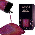 Renfio Holographic Ultra Fine Glitter Powder Metallic Resin Glitter 2.11 Oz (60g) PET Flakes Crafts Sequins 1/128" 0.008" 0.2mm Epoxy Chips Flakes for Tumblers Slime - Laser Deep Pinkish