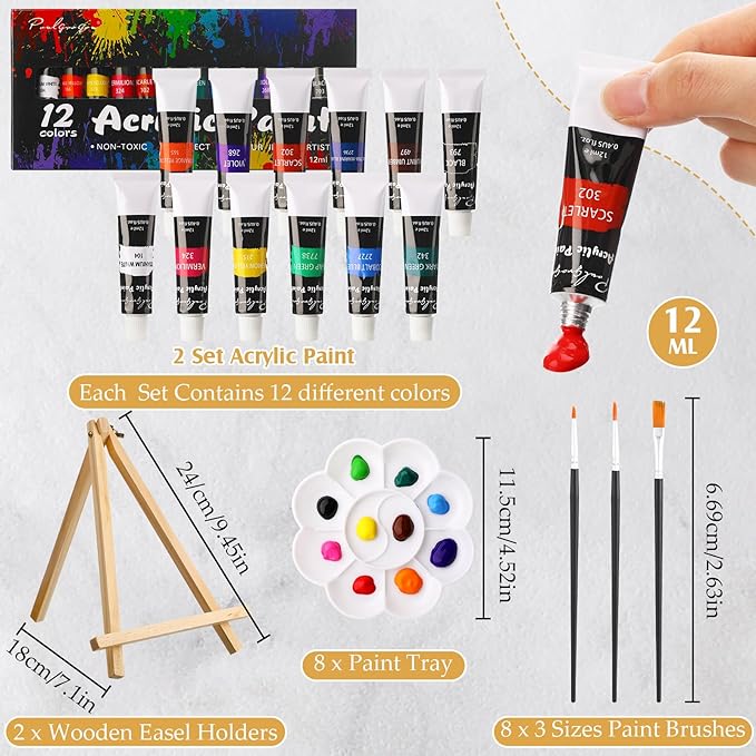 Cholemy 36 Pcs Paint and Sip Kit for Adults 8''x10'' Pre Drawn Canvas for Painting DIY Afro Acrylic Painting Kit Wood Easel Brushes Date Night Bulk for Christmas Party Gifts(Black Women)