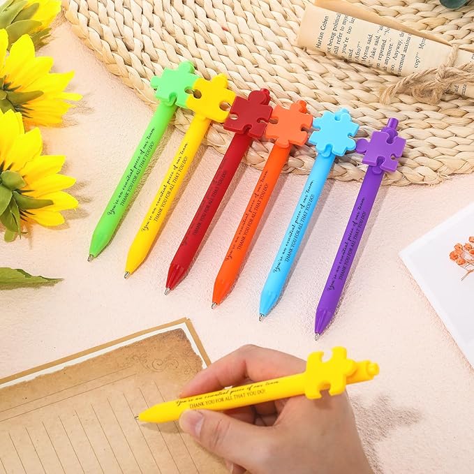Eaasty 24 Pcs Employee Appreciation Gifts Bulk Inspirational Puzzle Pens Thank You Ballpoint Pens for Coworkers Staff Team Teacher Nurse Pastor Boss's Day Vet Tech Week Pharmacy Technicians Day Gifts