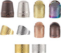 10PCS Hand-Working Sewing Thimble Adjustable Metal Sewing Thimble Rings Fingertip Thimbles Metal Dazzle Color Leather Finger Protectors Thimbles Ring for Knitting Quilting Embroidery DIY Craft Tools