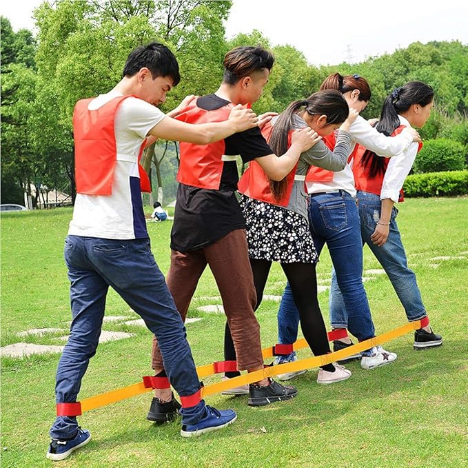 Sonyabecca Cooperative Band Walker 5-Legged Race Band Set Game Teamwork Training for Children Adult, 6-Legged Race Band 2 Sets 5-Legged Race Band