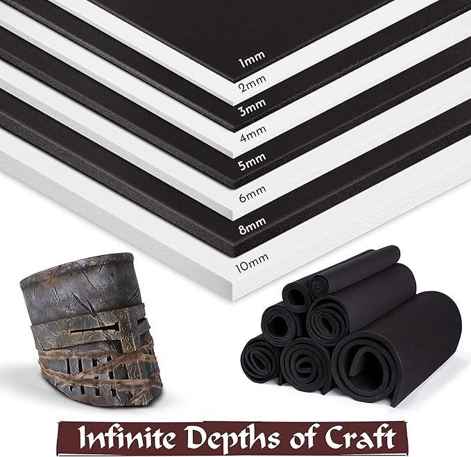 2-Pack Shape Retention EVA Cosplay Foam - 6mm Thick (Black) 14x39 inch High Density EVA Craft Foam Sheets - Premium 85 kg/m3 Heat Shape Material for DIY, Comic, Con or Halloween Costumes - The Foamory