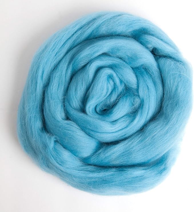 Desert Breeze Distributing 100% Natural Merino Wool Roving - Premium Combed Top Merino Roving Wool - Tapestry, Spinning, Wet Felting & Needle Felting Supplies - 21.5 Micron - 1 oz, Color Aqua Blue