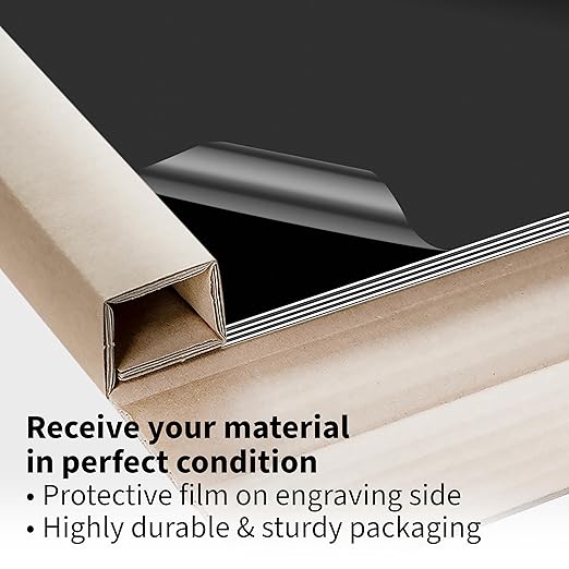 Trotec TroLase | 12"x12"x1/16", 8 Pcs | Black/White/Black | 3 Ply | Modified Acrylic | Laser Engraving Double Color Plastic Sheet | Engraving Blanks for Laser, Saw, Guillotine | Made in USA