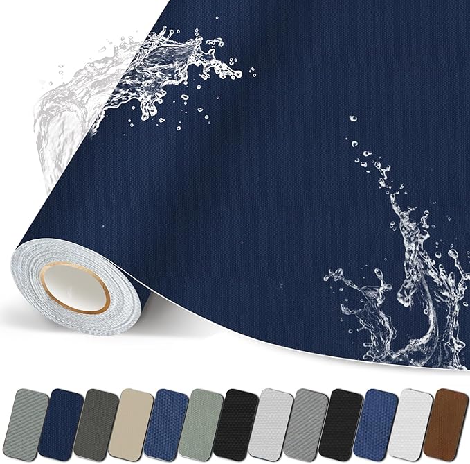 Canvas Repair Patch, 17X79 Inch Strong Sticky Fabric Repair Tape, Self-Adhesive Fabric Patch for Sofas, Tote Bags, Clothing, Car Seats, Furniture (Dark Blue, 17X79 Inch)