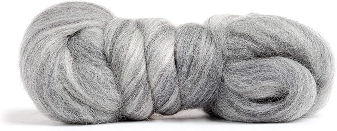 Desert Breeze Distributing 100% Natural Merino Wool Roving - Premium Combed Top Merino Roving Wool - Tapestry, Spinning, Wet Felting & Needle Felting Supplies - 21.5 Micron - 1 oz, Color Grey