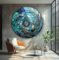 My Photostation.com 24''(60cm) Diameter Ocean Vortex Spiral Round Glass Wall Art Tempered Glass Printing Wall Decor Large Wall Art Wall Hangings