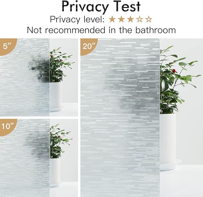 Haton Window Privacy Film, Frosted Glass Static Cling Sun Heat Blocking Window Clings, Frosting Opaque Coverings, Vinyl Removable Stickers Tint for Home Door Office, Non Adhesive 23.6" x 157.4"