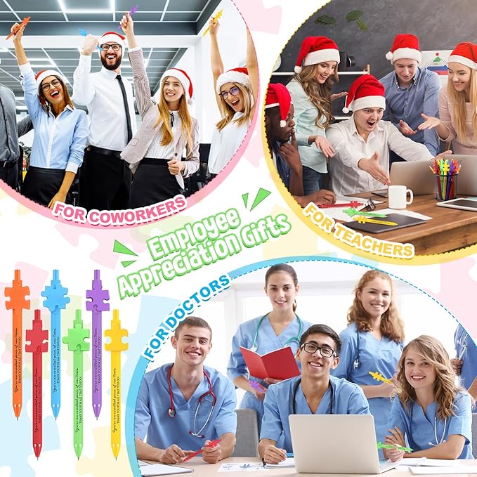 Eaasty 24 Pcs Employee Appreciation Gifts Bulk Inspirational Puzzle Pens Thank You Ballpoint Pens for Coworkers Staff Team Teacher Nurse Pastor Boss's Day Vet Tech Week Pharmacy Technicians Day Gifts