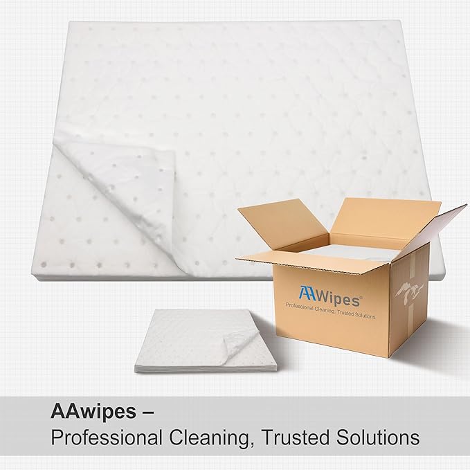 AAwipes Oil Only Absorbent Pads Mat Pre-Grade 3MM Thicker More Absorption for Garage, Car, Truck, Motorcycle - White 6 Pack 15" X 18" OW1518-6S