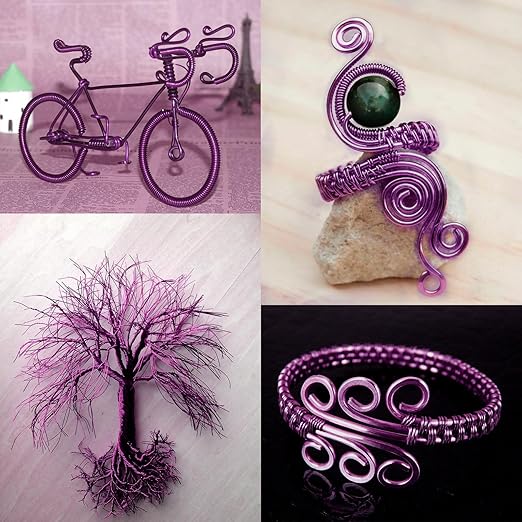 Aluminum Craft Wire, 95 Feet 2.0mm/ 14 Gauge Purple Bendable Soft Metal Aluminum Wire Roll Bulk for DIY Crafts Sculpting Jewelry Making