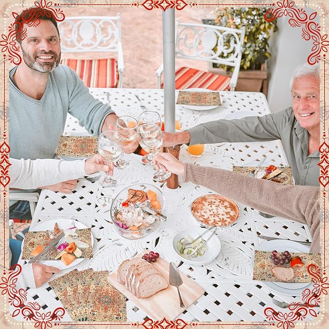 Yeaqee 100 Pcs Vintage Boho Napkins Paper Guest Towels 2 Ply Decoupage Napkins Disposable Decorative Hand Towel for Bathroom Kitchen Fall Wedding Party Dinner(Orange and Blue)