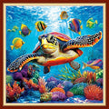Joyhoor Cross Stitch Kits for Beginners Stamped Cross-Stitch Supplies Needlework preprint Embroidery Kits for Adults DIY Needlepoint Kits Embroidery Patterns 11CT-Underwater sea Turtle 18x18 inchs