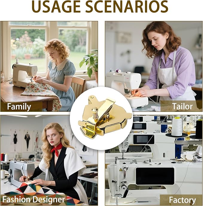 Magnetic Sewing Guide,Upgraded Multi-Purpose Magnetic Seam Guide for Sewing Machine,Quilting Accessory for Professionals&Beginner,Edge Retaining/Positioning/Anti-Curling/Pressing of Topstitching(Gold)