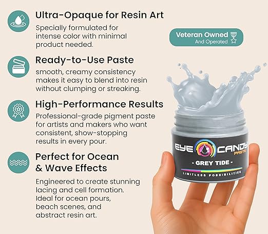 Eye Candy Pigment Paste Multipurpose DIY Arts and Crafts Additive | Epoxy, Resin Art Paste |Highly Pigmented | Woodworking (Grey Tide)