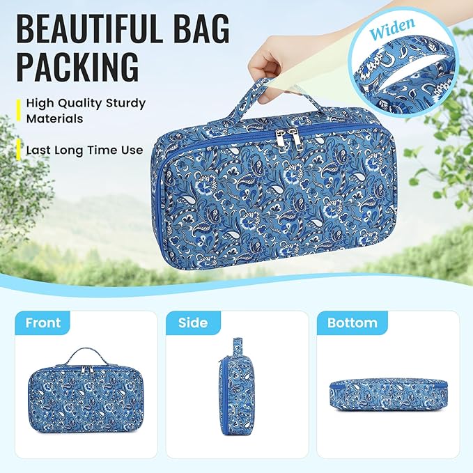 Chinese Mahjong Game Set 146 Qulity Mahjong Blue Tiles 1.4-inch Chinese Mahjong Game Set with Blue Printed Carrying Bag