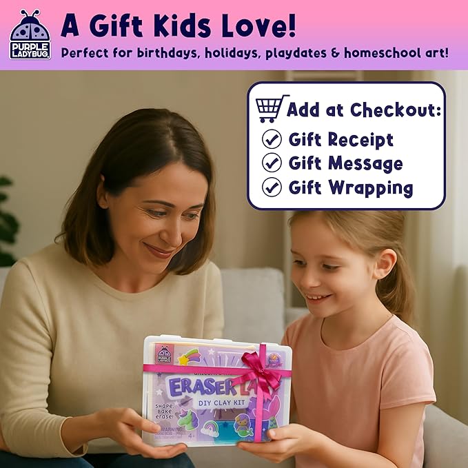 Eraser Lab DIY Clay Mini Cute Eraser Kit for Girls - Unicorn & Mermaid Theme - Fun Craft Activity for Girls Aged 4 5 6 7 8 9 10, Perfect Back to School Supply, Ideal Christmas & Birthday Gift Idea