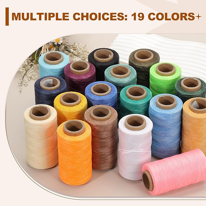 PATIKIL 284 Yard Flat Waxed Thread 150D 1mm Leather Sewing Cord for Repairing Shoes Bags Wallets Jewelry Making DIY Leather Craft, Fluorescent Orange