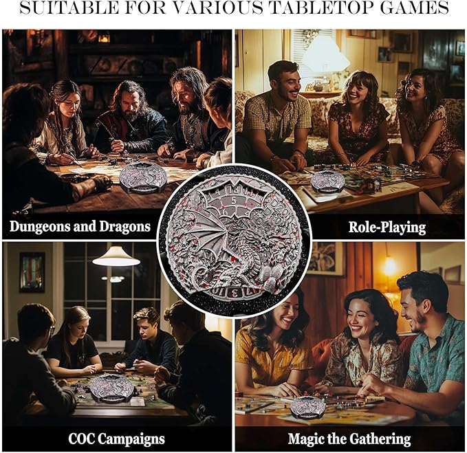 DND Dice Set Roulette: Fidget D4 D6 D8 D10 D10% D12 D20 All in One Metal D&D Spinner Dice - Cool Role Playing Dice Gifts for Dungeons and Dragons TRPG MTG Games Lover Players (Bloodstained)