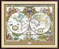 Stitchmelody Stamped Cross Stitch Kits,14CT Printed Pattern DMC Threads Embroidery Kit-Ancient World Map 20''×16.5''