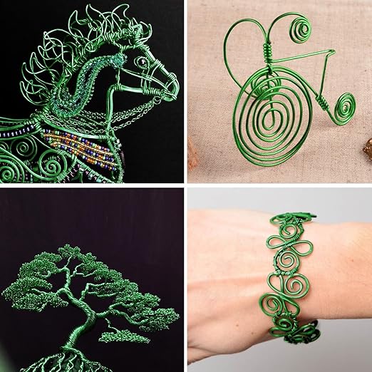 Aluminum Craft Wire, 95 Feet 2.0mm/ 14 Gauge Green Bendable Soft Metal Aluminum Wire Roll Bulk for DIY Crafts Sculpting Jewelry Making